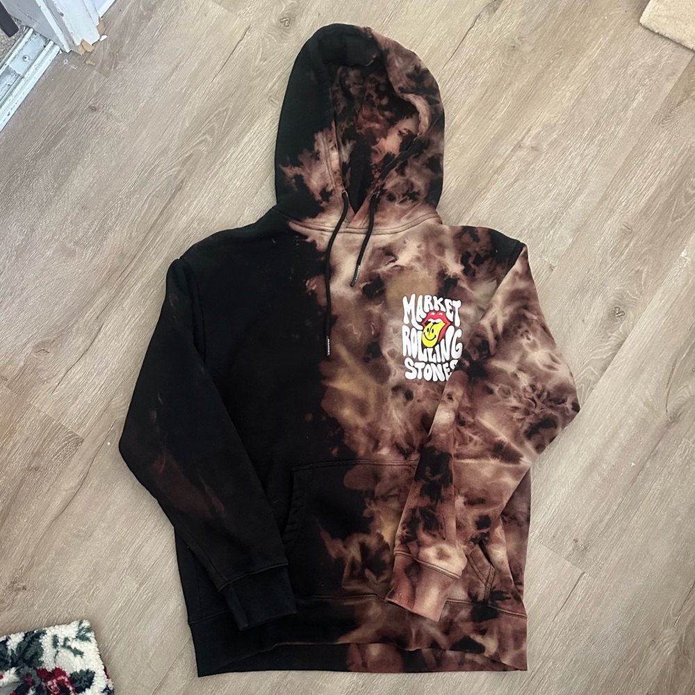 Market x Rolling Stones Smiley Hoodie Men's large Tie-Dye Limited Edition